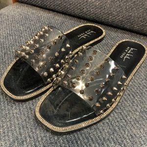 Nicole Miller Spike Jelly Rhinestone Sandals